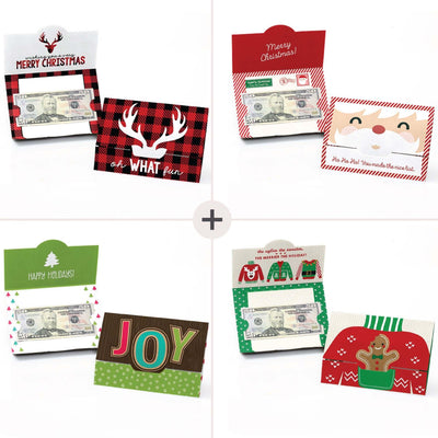 Assorted Holiday Cards - Set of 8 Christmas Money And Gift Card Holders
