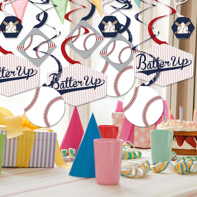 Batter Up - Baseball - Baby Shower or Birthday Party Hanging Decor - Party Decoration Swirls - Set of 40