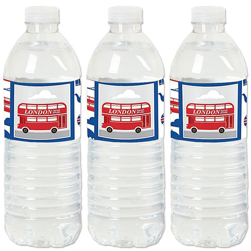 Cheerio, London - British UK Party Water Bottle Sticker Labels - Set of 20