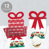Christmas Nutcracker - Square Favor Gift Boxes - Holiday Party Bow Boxes - Set of 12
