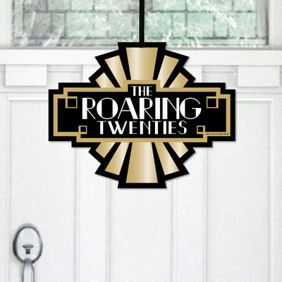 Roaring 20's - Hanging Porch 1920s Art Deco Jazz Party Outdoor Decorations - Front Door Decor - 1 Piece Sign
