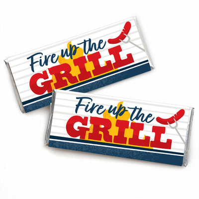 Fire Up the Grill - Candy Bar Wrapper Summer BBQ Picnic Party Favors - Set of 24