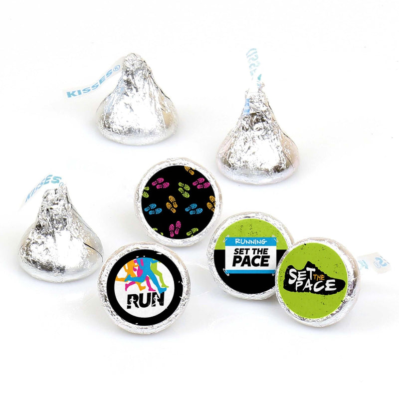 Set The Pace - Running - Track, Cross Country or Marathon Round Candy Sticker Favors - Labels Fit Hershey&