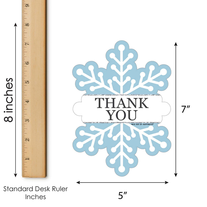 Winter Wonderland - Shaped Thank You Cards - Snowflake Holiday Birthday Party and Baby Shower Thank You Note Cards with Envelopes - Set of 12