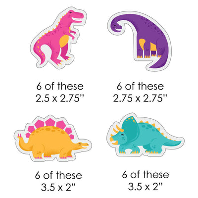 Roar Dinosaur Girl - DIY Shaped Dino Mite T-Rex Baby Shower or Birthday Party Cut-Outs - 24 ct
