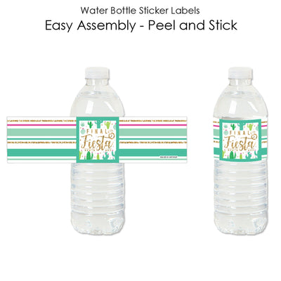 Final Fiesta - Last Fiesta Bachelorette Party Water Bottle Sticker Labels - Set of 20