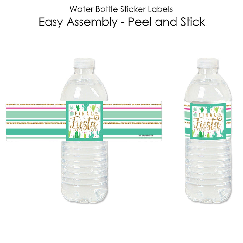 Final Fiesta - Last Fiesta Bachelorette Party Water Bottle Sticker Labels - Set of 20