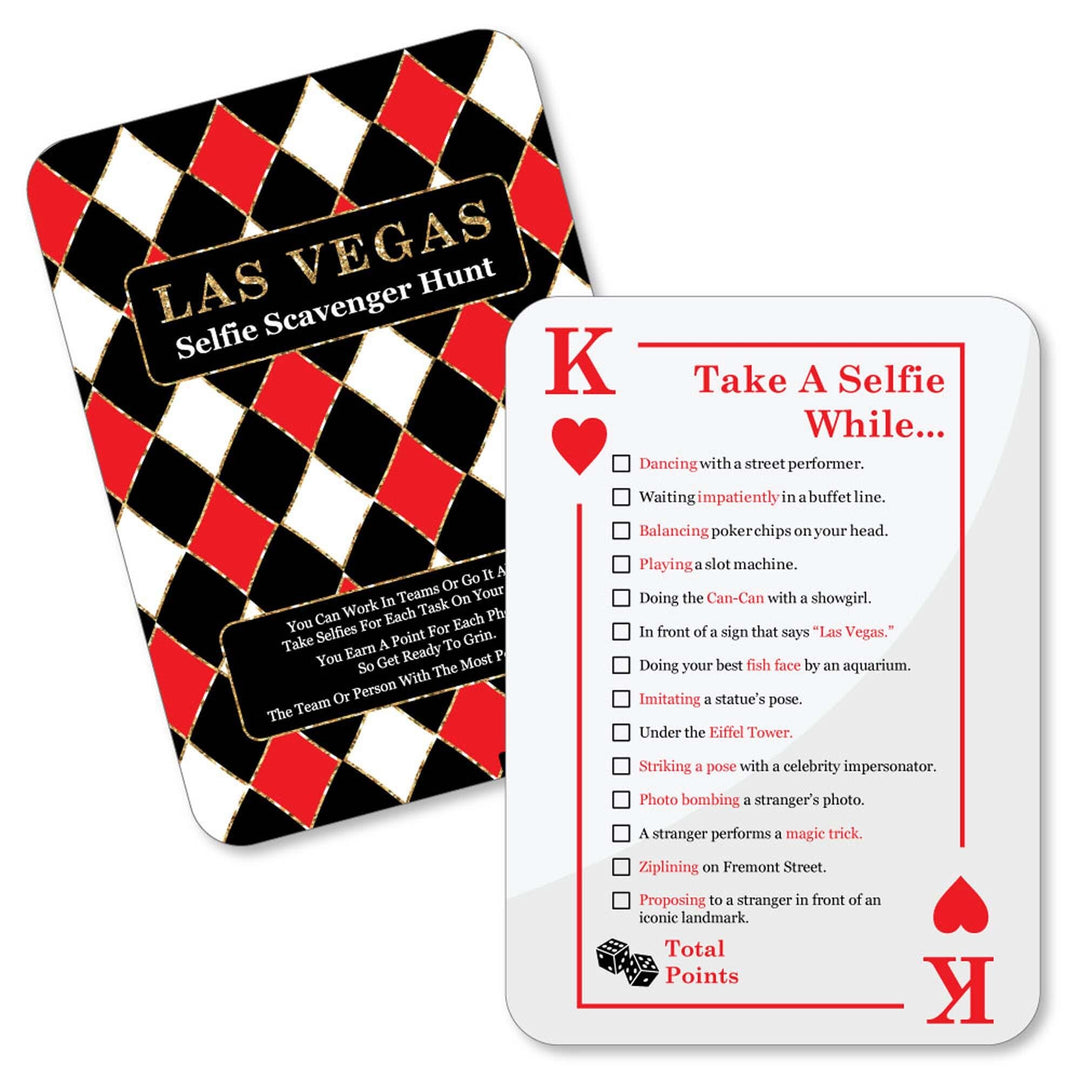 Las Vegas - Selfie Scavenger Hunt - Casino Party Game - Set of 12