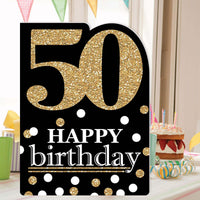 Adult 50th Birthday - Gold - Happy Birthday Giant Greeting Card - Big Shaped Jumborific Card - 16.5 x 22 inches