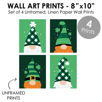 Irish Gnomes - Unframed St. Patrick's Day Linen Paper Wall Art - Set of 4 - Artisms - 8 x 10 inches