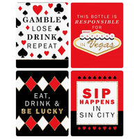Las Vegas - Casino Party Decorations for Women and Men - Wine Bottle Label Stickers - Set of 4