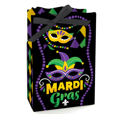 Colorful Mardi Gras Mask - Masquerade Party Favor Boxes - Set of 12