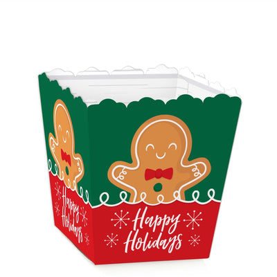 Gingerbread Christmas - Party Mini Favor Boxes - Gingerbread Man Holiday Party Treat Candy Boxes - Set of 12