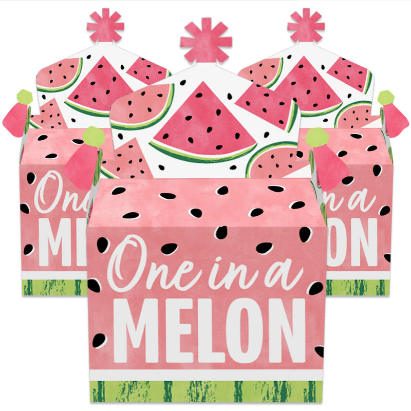 Sweet Watermelon - Treat Box Party Favors - Fruit Party Goodie Gable Boxes - Set of 12