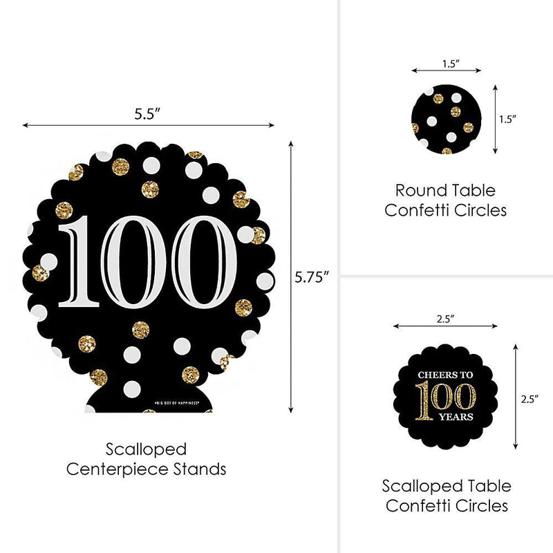 Adult 100th Birthday - Gold - Birthday Party Centerpiece and Table Decoration Kit