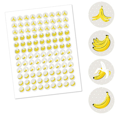 Let's Go Bananas - Tropical Party Round Candy Sticker Favors - Labels Fit Hershey's Kisses - 108 ct