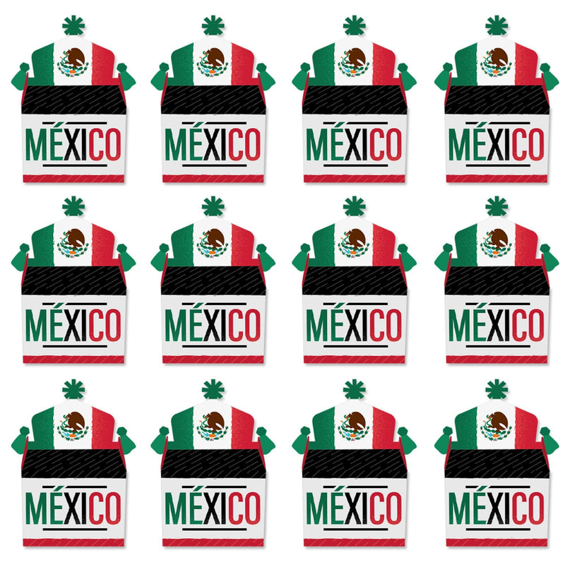 Viva Mexico - Treat Box Party Favors - Mexican Independence Day Party Goodie Gable Boxes - Set of 12