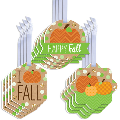 Pumpkin Patch - Assorted Hanging Fall, Halloween or Thanksgiving Party Favor Tags - Gift Tag Toppers - Set of 12