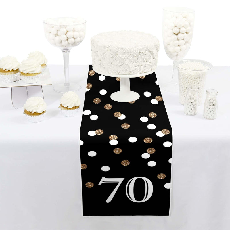 Adult 70th Birthday - Gold - Petite Birthday Party Paper Table Runner - 12" x 60"