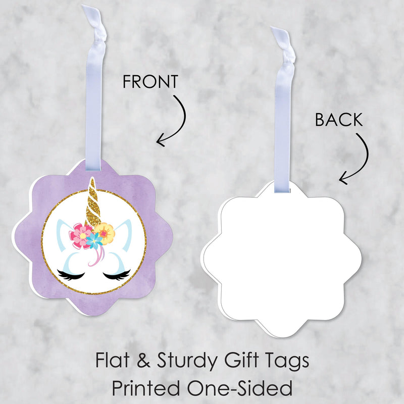 Rainbow Unicorn - Assorted Hanging Magical Unicorn Baby Shower or Birthday Party Favor Tags - Gift Tag Toppers - Set of 12