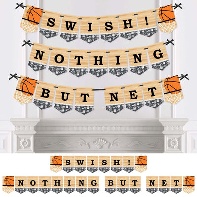 Nothin' But Net - Basketball - Baby Shower or Birthday Party Bunting Banner - Party Decorations - Swish Nothing But Net