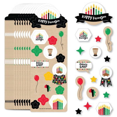 Happy Kwanzaa - African Heritage Holiday Favor Kids Stickers - 16 Sheets - 256 Stickers