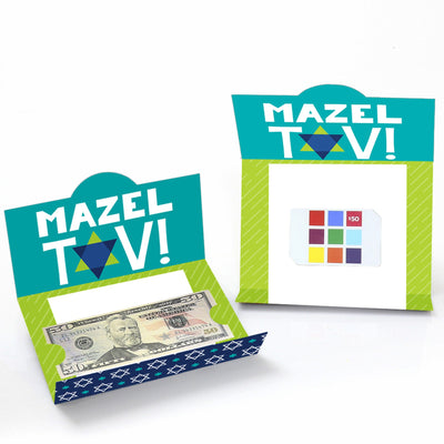 Blue Bar Mitzvah - Boy Party Money and Gift Card Holders - Set of 8