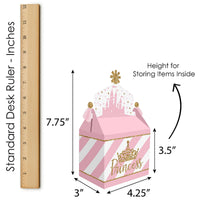 Little Princess Crown - Treat Box Party Favors - Pink and Gold Princess Baby Shower or Birthday Party Goodie Gable Boxes - Set of 12