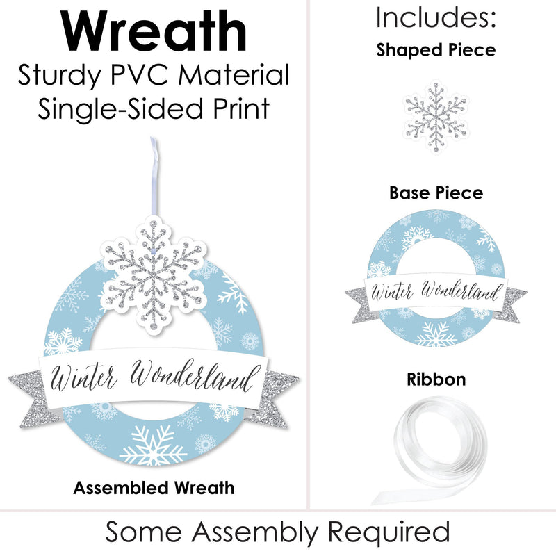 Winter Wonderland - Outdoor Snowflake Holiday Party and Winter Wedding Decor - Front Door Wreath
