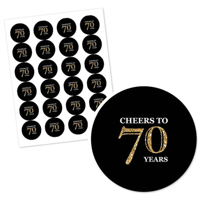 Adult 70th Birthday - Gold - Personalized Birthday Party Circle Sticker Labels - 24 ct