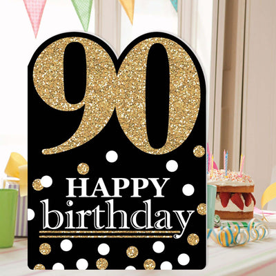 Adult 90th Birthday - Gold - Happy Birthday Giant Greeting Card - Big Shaped Jumborific Card - 16.5 x 22 inches