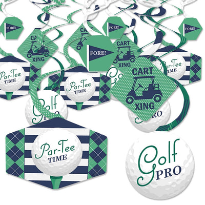 Par-Tee Time - Golf - Birthday or Retirement Party Hanging Decor - Party Decoration Swirls - Set of 40