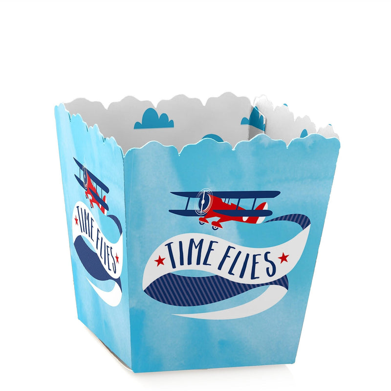 Taking Flight - Airplane - Party Mini Favor Boxes - Vintage Plane Baby Shower or Birthday Party Treat Candy Boxes - Set of 12