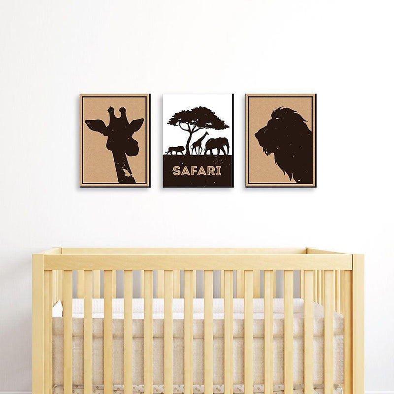 Wild Safari - Jungle Animal Nursery Wall Art, Kids Room Decor & Home Decorations - 7.5 x 10 inches - Set of 3 Prints