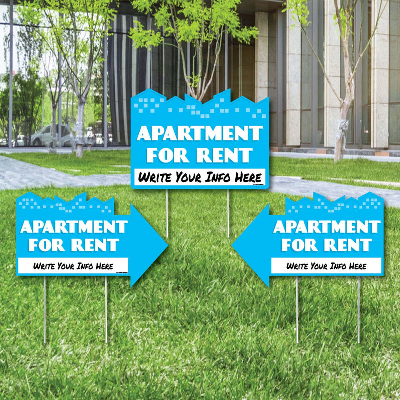 Apartment for Rent - Yard Sign with Stakes - Double Sided Outdoor Lawn Sign - Set of 3