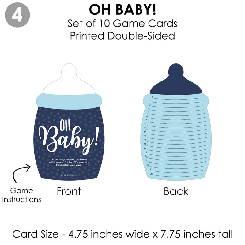 Baby Boy - 4 Blue Baby Shower Games - 10 Cards Each - Who Knows Mommy Best, Mommy or Daddy Quiz, What&