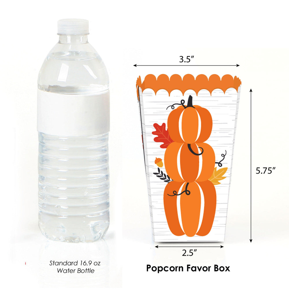 Fall Pumpkin - Halloween or Thanksgiving Party Favor Popcorn Treat Boxes - Set of 12
