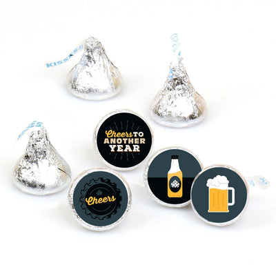 Cheers and Beers Happy Birthday - Round Candy Sticker Favors - Labels Fit Hershey's Kisses (1 sheet of 108)