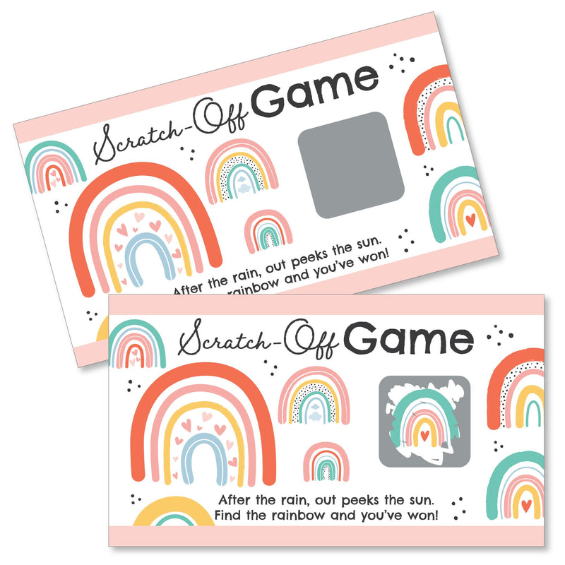 Hello Rainbow - Boho Baby Shower and Birthday Party Game Scratch Off Cards - 22 Count