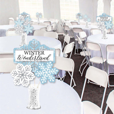 Winter Wonderland - Snowflake Holiday Party and Winter Wedding Centerpiece Sticks - Showstopper Table Toppers - 35 Pieces