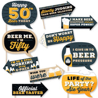 Funny Cheers and Beers to 50 Years - 50th Birthday Party Photo Booth Props Kit - 10 Piece