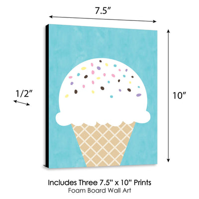 Scoop Up The Fun - Ice Cream - Sprinkles Kitchen Wall Art, Nursery Decor and Restaurant Decorations - 7.5 x 10 inches - Set of 3 Prints