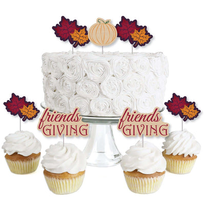 Friends Thanksgiving Feast - Dessert Cupcake Toppers - Friendsgiving Clear Treat Picks - Set of 24