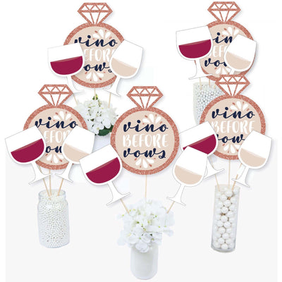 Vino Before Vows - Winery Bridal Shower or Bachelorette Party Centerpiece Sticks - Table Toppers - Set of 15
