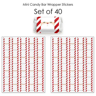 Jolly Santa Claus - Mini Candy Bar Wrappers Sticker - Christmas Party Small Favors - 40 Count
