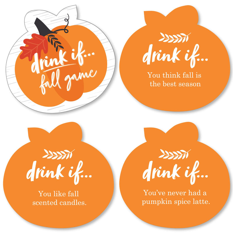 Drink If Game - Fall Pumpkin - Halloween or Thanksgiving Party Game - 24 Count