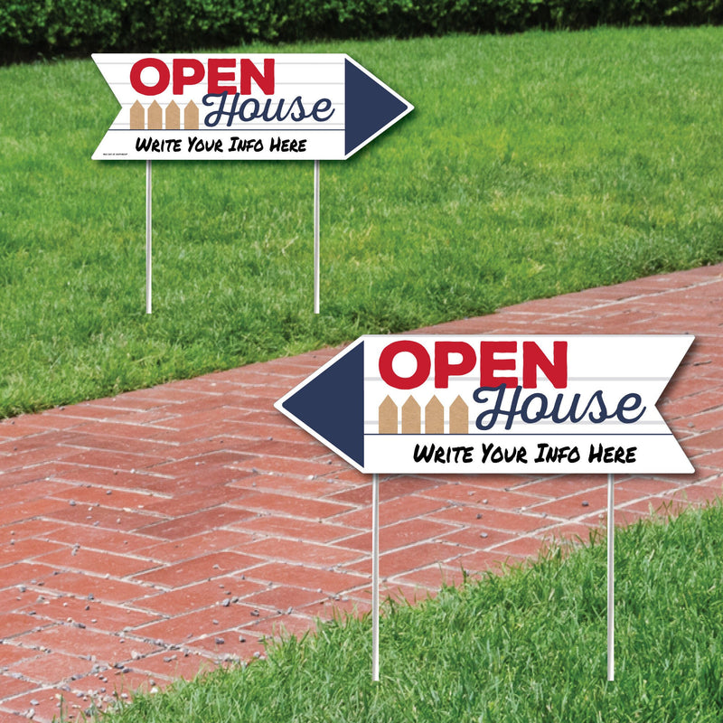 Open House - Real Estate Sign Arrow - Double Sided Directional Yard Signs - Set of 2