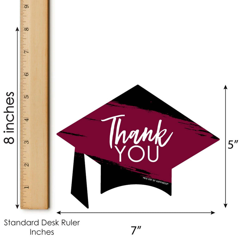 Maroon Grad - Best is Yet to Come - Shaped Thank You Cards - Maroon Graduation Party Thank You Note Cards with Envelopes - Set of 12