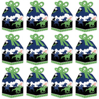 Kentucky Horse Derby - Square Favor Gift Boxes - Horse Race Party Bow Boxes - Set of 12