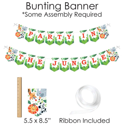 Jungle Party Animals - Banner and Photo Booth Decorations - Safari Zoo Animal Birthday Party or Baby Shower Supplies Kit - Doterrific Bundle